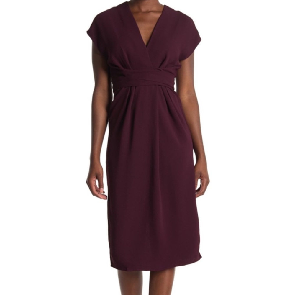 REISS Maxime Plain Sim Fitted Dress, Burgundy